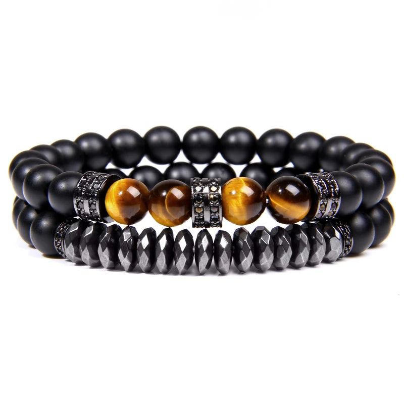 Bracelet en Œil de Tigre et Obsidienne