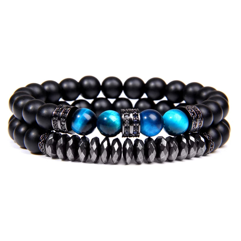 Bracelet en Œil de Tigre et Obsidienne
