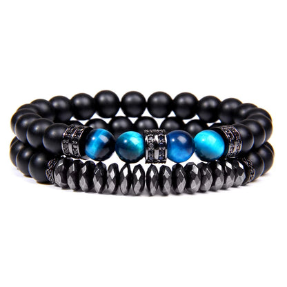 Bracelet en Œil de Tigre et Obsidienne