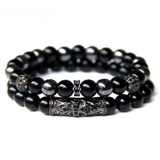 Bracelet en Œil de Tigre et Obsidienne