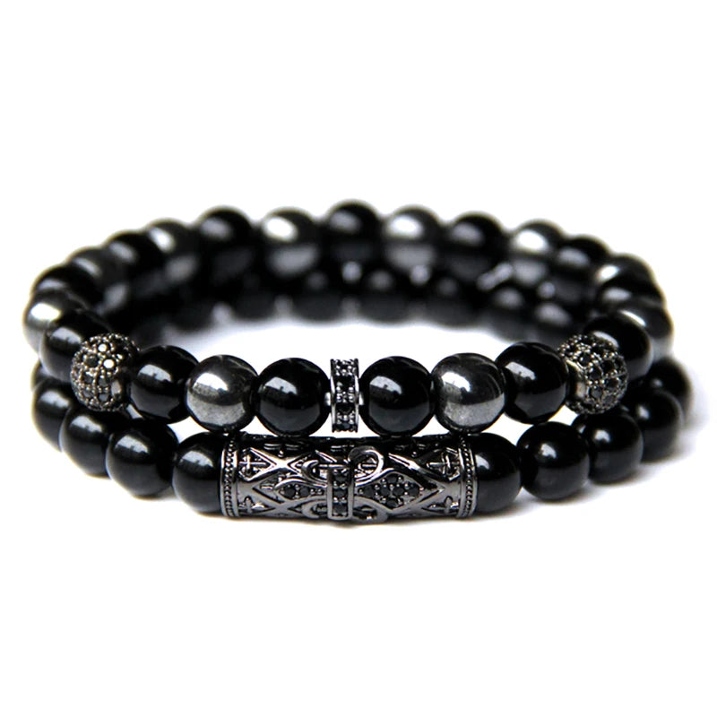 Bracelet en Œil de Tigre et Obsidienne