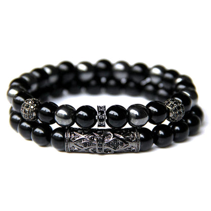 Bracelet en Œil de Tigre et Obsidienne