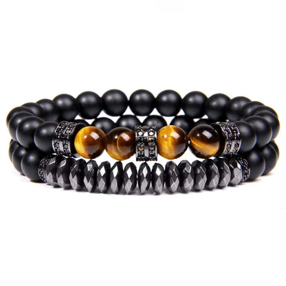Bracelet en Œil de Tigre et Obsidienne