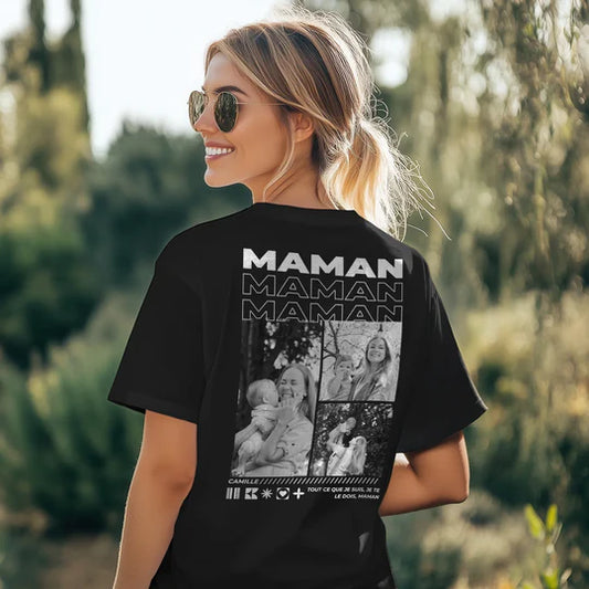 T-Shirt Personnalisé Maman – Avec Photo et Prénom, Cadeau Émotion