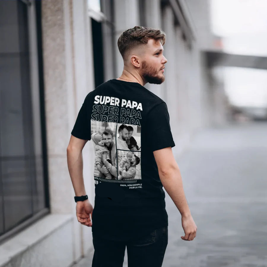 T-shirt personnalisé avec photos « Papa »