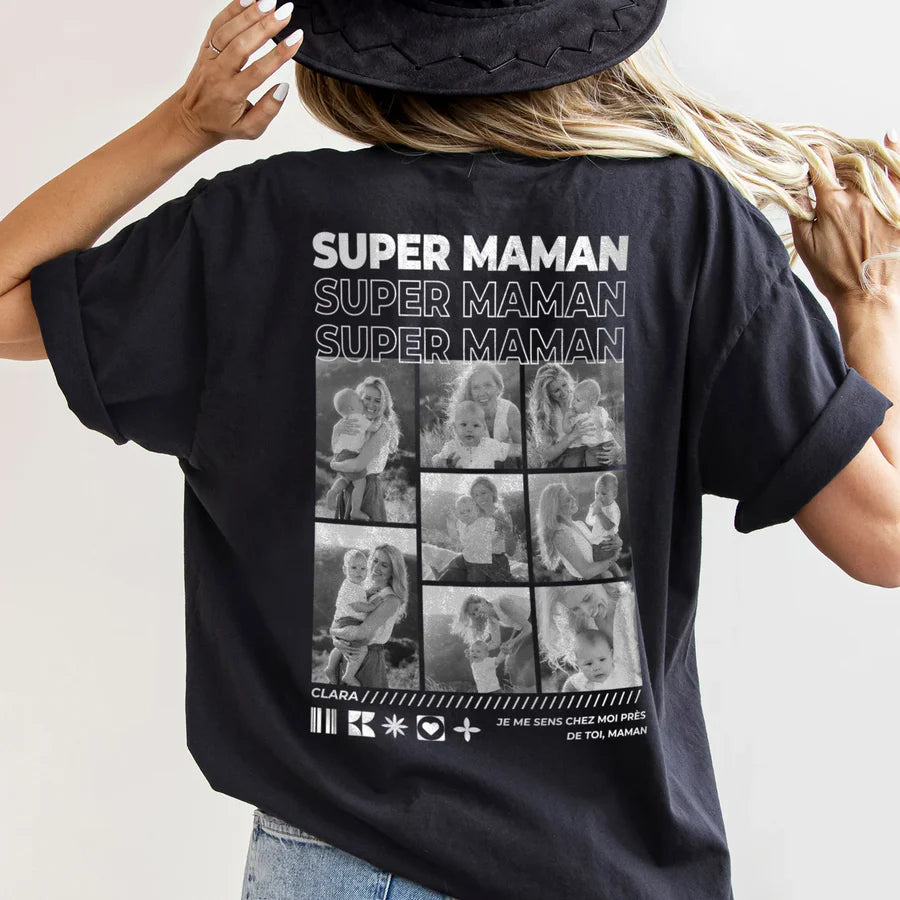 T-Shirt Personnalisé Maman – Avec Photo et Prénom, Cadeau Émotion