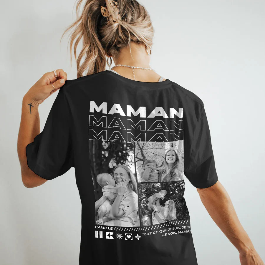 T-Shirt Personnalisé Maman – Avec Photo et Prénom, Cadeau Émotion