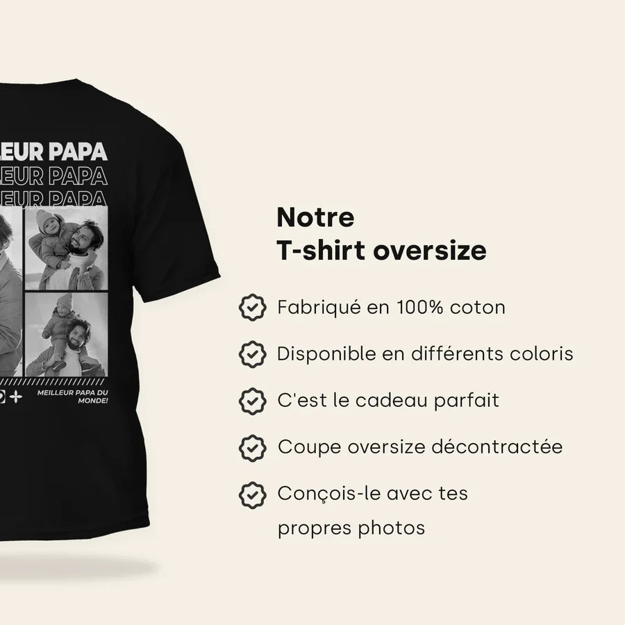 T-shirt personnalisé avec photos « Papa »